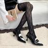 Calcetines Sexy Acolchados de Patrón Oscuro de Muslo Ancho, Calcetines Largos Adelgazantes de Puro Deseo Hasta la Rodilla, Medias Negras Acolchadas Estilo JK Japonés de Muslo Medio