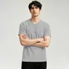 Camiseta de manga corta para hombre de seda de modal y hielo, top de alta gama antibacterial y antiácaros con cuello en V, camiseta de media manga de secado rápido y tacto fresco