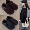 Sapatos Birkenstock Peluciados Emagrecedores para Meninas Outono/Inverno 2025 Novos Sapatos Versáteis para Meninos Estilo Coreano Mocassins Loafers Infantis