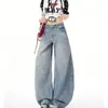 Comercio transfronterizo Jeans de pierna ancha para mujer Pantalones rectos retro Estilo nuevo versátil americano Aspecto alto Largo hasta el suelo Primavera 2026