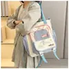 Bolsa Casual Estudiante Estilo Japonés Color Block Fresco, Bolso Tote Campus de Gran Capacidad de Moda, Bolso Cruzado