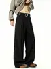 Nuevos pantalones casuales plisados y fluidos de estilo americano, de corte holgado y pierna recta o ancha, modernos para otoño de 2026, pantalones de vestir negros para hombre