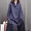 Camisa de Manga Larga Retro de Cuello Semiabierto, Holgada y Versátil, Personalizada, Artística, de Lunares, para Primavera y Otoño 2026
