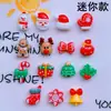 Mini tamaño pequeño Dibujos Animados Cara Brillante Serie Navideña Caja de Regalo Campana Muñeco de Nieve Reno Pinza para Uñas Cabello Accesorios de Resina