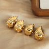 Pendientes de nicho con cuentas de diamantes de imitación, estilo retro, personalidad exquisita, geométricos, huecos, de acero y titanio para mujer