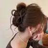 Pinza para el Cabello de Moda Estilo Coreano para Mujer, Pasador de Perlas de Alta Gama, Pinza de Tiburón de Tamaño Mediano para la Parte Posterior de la Cabeza, Adecuada para Cabello Fino, Accesorio para el Cabello