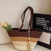 Bolsa Tejida de Algodón Gran Capacidad Bolso de Hombro para la Playa Calado Bolso de Mano Bolso para Mujer Bolso Cruzado Tote Bolsa Tejida de Cuerda de Algodón Paja