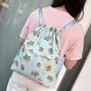 Mochila con cordón estilo coreano Ins para estudiantes de primaria, secundaria, preparatoria y universidad, mochila con estampado de dibujos animados lindos, mochila casual