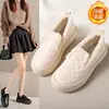 2026 Novos Sapatos Femininos Quentes de Pelúcia para Outono e Inverno, Sapatos de Algodão com Forro de Lã, Sapatos para Gestantes, Sapatos Baixos Confortáveis para Calçar e Tirar, Botas de Neve