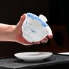 Tigela de Cerâmica Sancai com Tampa Tipo Gelo, Xícara de Chá de Porcelana Jade Nefrita, Conjunto de Chá Kung Fu, Xícara de Chá de Porcelana Azul e Branca com Decalque por Baixo do Esmalte