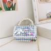 Bolso Nuevo para Niños Bolso de Mano con Perlas Mini Billetera Moda Cadena de Princesa Femenina Bolso Cruzado Pequeño Cuadrado para Niña