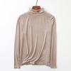 Camiseta Básica Modal con Cuello Alto para Mujer, Top de Color Sólido de Manga Larga para Otoño, Camiseta Ajustada para Madres de Mediana Edad