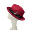 Bestseller transfronteiriço: Chapéu de cavalheiro britânico, gravata borboleta de lã pura, chapéu macio de feltro para outono e inverno
