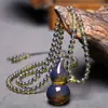 Colgante de ámbar azul con multímetro purificador de agua, cadena de suéter de calabaza, colgante de collar de ámbar de cera de abejas para hombres y mujeres
