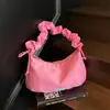 Bolsa de Ombro Única Versátil de Tecido Oxford de Grande Capacidade para Primavera-Verão 2025 Nova Moda Plissada para Ombro, Axila, Transversal, para o Dia a Dia, Formato de Bolinho para Mulheres