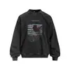 Sudadera con Capucha Estampado de Flores Fritas para Hombre de Primavera y Otoño Holgada Casual Retrato Creativo Estampado Lavada Desgastada Ropa Deportiva de Calle de Moda