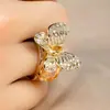 Anillo de Mariposa de Zirconia Europeo y Americano Lujo Accesible No se Desvanece Nicho Gama Alta Anillo Abierto para Dedo Índice Ins Simple Elegante