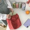 Yiyu/Chic Japonés y Coreano Versátil Estilo Preppy Colorido Bolso Pequeño Bolso de Mano para Cosméticos Bolsa de Almuerzo de Pana