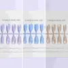Atacado do Fabricante, Várias Cores Disponíveis, 24 Peças, Tiras de Unha Usáveis Formato Amêndoa Olho de Gato Gelo Transparente, Olho de Gato Gelado Transparente