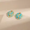 Brincos de Estilo Transfronteiriço Europeu e Americano, Design Estilo Ins Francês, Brincos de Aço Inoxidável Turquesa, Brincos de Pérola de Alta Qualidade