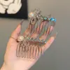 Peine para el cabello con forma de corazón de diamante brillante estilo coreano, con lazo y perlas, peine invertido para peinado de princesa, peine para flequillo delantero para mujer