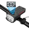 Lanterna Farol com Buzina Solar para Bicicleta Recarregável por USB com Sensor de Luz Inteligente 4 LEDs Buzina de Alta Frequência Luz de Advertência para Ciclismo