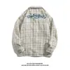 Chaqueta de Herramientas Tejida Bordada Estilo Europeo y Americano para Hombres y Mujeres Estilo ins Sentido del Diseño Nicho Nacional de Moda Chaqueta a Cuadros