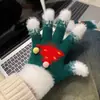 Guantes de Punto de Dibujos Animados Navideños de Invierno para Mujer Sin Dedos Pantalla Táctil Más Terciopelo Engrosados Estudiante Ciclismo Calientes