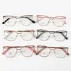 Óculos Ópticos de Metal Olho de Gato Diamante Armação para Sobrancelha Novos Retro Anti-Luz Azul Lentes Planas Armação para Óculos de Miopia