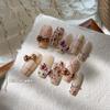 Internet Red Explosion Leopard Bow Nail Jewelry Color Exquisite Sweet Flat Wear Armor Decoration Atacado