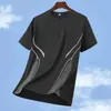 Camiseta de manga corta para hombre, talla europea, estilo verano, seda de hielo fina, manga media, cuello redondo, popular en el comercio exterior transfronterizo