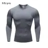 Macacão Esportivo Masculino Manga Longa Elástico Secagem Rápida Treinamento de Basquete Camada Base Outono Novo Corrida Fitness Roupa Top