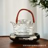 Tetera de Vidrio Modelo Nuevo 2025 para Uso Doméstico, Tetera con Asa de Ratán Estilo Japonés, Hervidor Hecho a Mano Resistente a Altas Temperaturas para Preparar Té