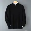 Amazon Invierno Nuevo Suéter Cardigan de Punto Casual de Lana Pura con Cuello Medio Alto y Cremallera Engrosado para Hombre