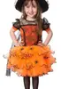 Vestido de Festa de Halloween para Meninas Transfronteiriço Roxo e Amarelo Malha Bolo Manga Curta Vestido Xale Vestido de Princesa