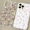 Capa de Celular Iphone14Pro Coelho com Flor Airbag 12/13 Desenho Animado Apple 11 Transparente Cobertura Total 15 Anti-Queda