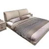 Cama de casal de tecido técnico em couro estilo creme cama de quarto cama macia cama estofada estrutura de cama de casamento cama de solteiro cama de madeira maciça cama de tecido cama cama