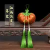 Bolsita Dorada Estilo Palacio Liuxia Jianghai con Borlas, Bolsita Bordada Estilo Chino con Patrón de Olas Marinas y Acantilados, Accesorio Hanfu