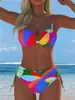 Verano 2027 Transfronterizo Nuevo Sexy Europeo y Americano Comercio Exterior Bikini Traje de Baño para Mujer Sexy Estampado con Cordones Traje de Baño de Playa