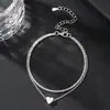 Estilo Verano Brillante Doble Capa Ajustable Moda Versátil Forma de Corazón Plata Colgante Tobillera Joyería Al por Mayor
