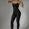 Amazon Comercio Exterior Transfronterizo Conjunto de Yoga de una Pieza para Mujer, Mono con Espalda Descubierta de Tirantes y Lunares, Pantalones Largos Ajustados, Ropa Deportiva para Fitness