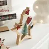 Adornos Navideños de Madera Pintada de Gran Venta, Artículos Decorativos de Madera para Mesa de Papá Noel en su Trineo, Árbol de Navidad
