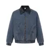 Chaqueta de mezclilla boxy lavada y desgastada estilo callejero retro americano Magic Bear con diseño deconstruido y cuello de solapa abrigo de trabajo