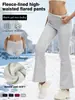Pantalones acampanados casuales de moda europea y americana transfronterizos para mujer, forrados de polar, engrosados, de cintura alta, pantalones deportivos casuales, forro polar blanco, Amazon, Temu
