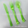 Ventas directas de fábrica desechable plástico PS 5g polvo dorado color transparente cuchillo, tenedor y cuchara fiesta de cumpleaños picnic vajilla