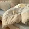 Juego de Cama de Cuatro Piezas Clase A Algodón Lavado Algodón Puro Todo Algodón Gasa de Doble Capa Funda Nórdica Sábana Bajera Falda de Cama de Verano Dormitorio Juego de Tres Piezas
