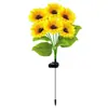 Girassol Simulado Três Cabeças Seis Cabeças LED Decoração de Gramado Externo Luzes de Flores de Solo Alimentadas por Energia Solar Acendem Automaticamente Após o Anoitecer
