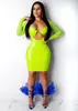 Ropa Sexy para Mujer Europea y Americana Z051 Amazon Aliexpress Estación Independiente Malla Cuero Color Sólido Vestido