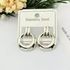 Aretes geométricos de acero inoxidable, broqueles dorados simples y elegantes, aretes colgantes versátiles a rayas estilo ins, joyería geométrica