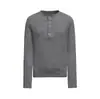 Camisa de malha com botões, gola redonda e mangas compridas, adequada para primavera e outono, marca INS de tendência europeia e americana, simples, cor sólida, camiseta básica casual